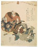 Surimono: Two Kabuki actors (one sheet of a kukuban surimono triptych)