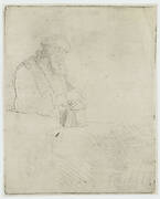 Old Man Lost in Meditation, Leaning on a Book