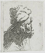 Head of a man in a fur cap, crying out