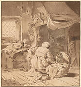 Interior of a Peasant House with Two Women