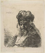 The Old Bearded Man in a High Fur Cap, with Eyes Closed