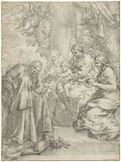 St Margaret of Cortona Kneeling before the Christ Child and Offering Him a Book