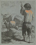 Shepherd with Donkey, Sheep and Goat