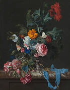 Flower Still Life with a Timepiece