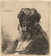 Old Bearded Man in a High Fur Cap, with Eyes Closed