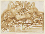 Design for a Monochrome Wall Painting, Church of Corpus Domini, Bologna, Italy, Death of St. Caterina Vigri