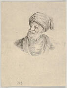 Plate 12: bust of an old Turkish man in a turban, looking towards the left, from 'Various heads and figures' (Diverses têtes et figures)