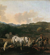 Peasants and a White Horse