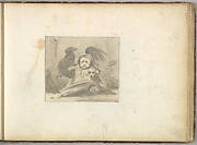 A Baby in 16th century Dress with a Rooster and a Dog (in Sketch Book With Drawings on Twenty-six Leaves)