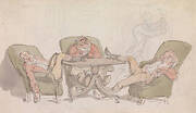 Three Sportsmen Sleeping at the Table in Their Chairs