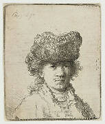 Self-portrait in a fur cap: bust