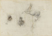 Recto: A horse and rider, and studies for Leda. Verso: Mortars bombarding a fortress