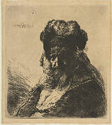 The Old Bearded Man in a High Fur Cap, with Eyes Closed