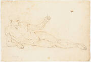 Nude Man Reclining (recto); Man Facing Left with Out-stretched Arms (verso)