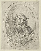 Saint James Major, looking upwards and holding a staff, from Christ, the Virgin, and Thirteen Apostles