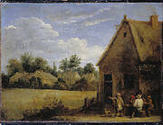 Cottage with Peasants playing Cards