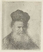 Bust of an old man with a fur cap and flowing beard, nearly full face