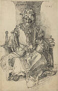 An Oriental Ruler Seated on His Throne