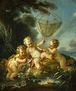 Putti as Fisherman