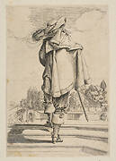 Gentleman in a Cape and Plumed Hat Seen from the Back