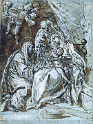 The Holy Family and Saint Ann, Reading a Psalm