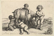 Four boys, a young satyr, and a goat