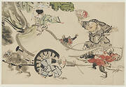 Daikoku with rats pulling a radish mikoshi