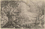 Landscape with Log House near a River