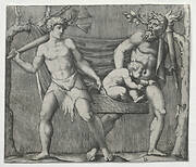 Two Fauns Carrying a Child in a Basket