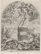 Plate 1: Ferdinand as Mars, standing on a pedestal; from Guillielmus Becanus's 'Serenissimi Principis Ferdinandi, Hispaniarum Infantis...'