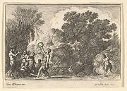 Five satyrs and two nymphs