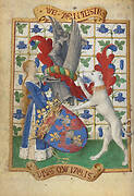 Coat of Arms Held by a Woman and a Greyhound