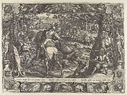 Wild Boar Hunt with Spears, from Hunting Scenes in Ornamental Frames