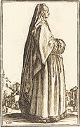 Noble Woman Wearing a Veil and a Dress Trimmed in Fur