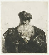 Old man with beard, fur cap, and velvet cloak