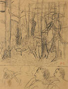 Figures, forest and profile head of Gauguin