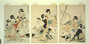 Japanese gods of fortune with female attendants