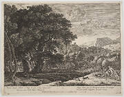 Six landscapes with the story of Adonis. Plate 4. Venus and Adonis hunting.