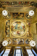 The ceiling of the Blenheim Saloon of Marlborough House, Pall Mall, London painted by Orazio and Artemisia Gentileschi