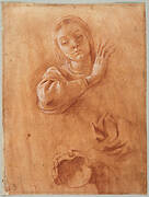 Studies of the Virgin, Drapery, and the Hand of Saint John the Baptist Holding a Shell