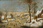 A Winter Landscape  with Ice Skaters and a Bird Trap