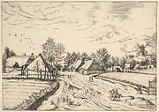 Country Village with Post Mill from Multifariarum casularum ruriumque lineamenta curiose ad vivum expressa