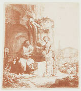 Christ and the woman of Samaria among ruins