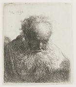 Bust of an old man with a flowing beard: the head bowed forward: left shoulder unshaded