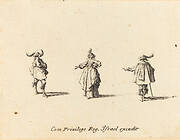 Lady with Outstretched Arm, and Two Gentlemen