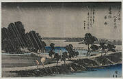 Night Rain at the Azuma Shrine (from the series Eight Views of the Environs of Edo)