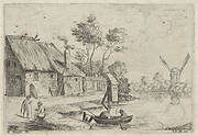 Landschap met boerderij en water