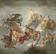 The chariot of Saturn between Justice and Piety