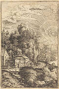 Landscape with a Castle and Radiating Sun