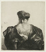 Old man with beard, fur cap, and velvet cloak